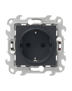 Розетка 24 Harmonie встраиваемая графит со шторками (2420432-038) Simon