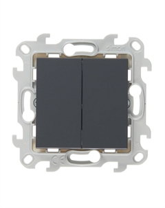 Переключатель 24 Harmonie двухклавишный встраиваемый графит (2410397-038) Simon