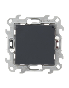 Розетка 24 Harmonie встраиваемая графит со шторками с крышкой (2420448-038) Simon