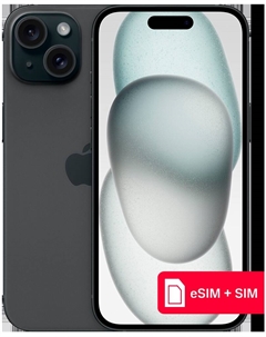 Смартфон Apple iPhone 15 256Gb eSIM + SIM Черный