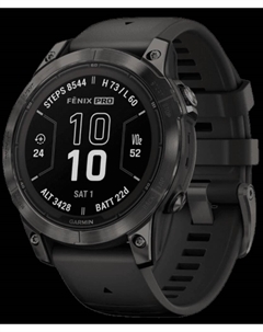 Часы Fenix 7 Pro Sapphire Solar DLC титановые Угольно-серые с черным ремешком Garmin