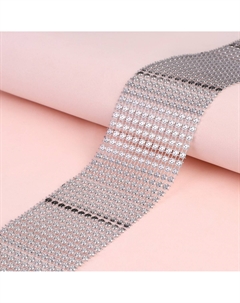 Лента с имитацией страз, 6 см, 1 м, цвет серебряный Арт узор