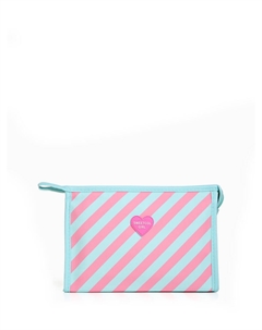 Косметичка треугольная на молнии, средний размер, в полоску, бирюзовая Nobrand