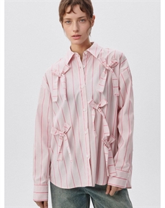 Рубашка оверсайз в полоску с бантиками Sela