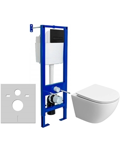 Комплект унитаза Uno-Tor BB5177CH-TOR/SC с инсталляцией Berges Atom 410 040340 с сиденьем Микролифт и Черной матовой клавишей смыва Belbagno