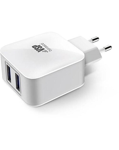Сетевое зарядное устройство BORASCO 2xUSB-A, 2.1A, белый Borasco