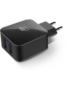 Сетевое зарядное устройство BORASCO 2xUSB-A, 2.1A, черный Borasco