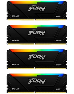 Оперативная память Kingston DDR4 64GB (4x16GB) 3600MHz FURY Beast RGB (KF436C18BB2AK4/64)