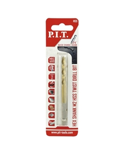 Сверло по металлу с шестигранным хвостовиком AMED12-0205, Ø2.5x77мм, 135°, HEX 1/4" (6.35мм) P.i.t.