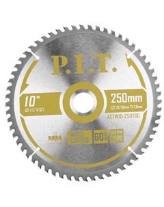 Диск пильный по дереву ACTW10-250T60, 250x32/30x2.6 мм 60T, тип зуба ATB P.i.t.