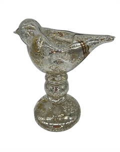 Подсвечник Птичка 15х10х20см стекло серебряный Maxijoy