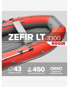 Лодка надувная ПВХ под мотор Zefir 3300 LT, лодка роджер НДНД малый киль (красный-серый), Красный Roger