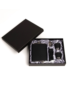 Подарочный набор 5 в 1 men's issues: фляжка 240 мл + 2 рюмки, воронка, фонарик Nobrand