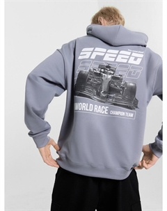 Худи мужское серое с принтом и надписью Mark formelle