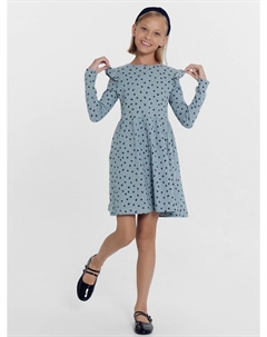 Платье для девочек пыльно-голубое в черный цветочек Mark formelle