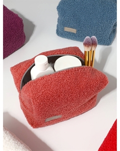 Косметичка женская на молнии, объемная, плюшевая, розовая Textura