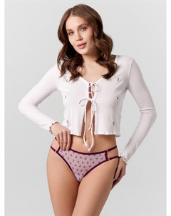 Трусы бразилиана женские фиолетовые с цветочным принтом Mark formelle