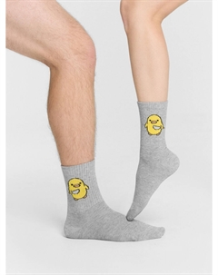 Носки унисекс серые с узором в виде цыпленка Mark formelle