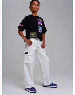 Брюки текстильные джинсовые для девочек Playtoday tween