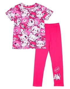 Комплект трикотажный для девочек: фуфайка (футболка), брюки (легинсы) Playtoday kids