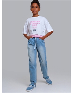 Брюки текстильные джинсовые для девочек Playtoday tween