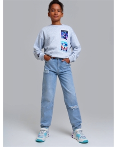 Брюки текстильные джинсовые для девочек Playtoday tween