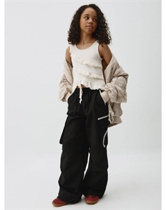 Широкие брюки карго с кружевом для девочек Sela