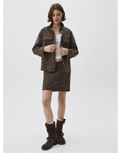 Леопардовая рубашка с вельветовым воротником Sela