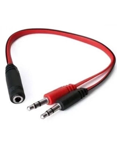 Кабель-адаптер ACD ACD-JJ3D3-2RB mini Jack F 3.5мм - 2x mini Jack M 3.5мм, черный-красный, 0.2м Acd