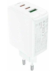 Зарядное устройство сетевое ACEFAST A41 PD65W GaN (2*USB-C+USB-A) charger (EU). Цвет: белый Acefast