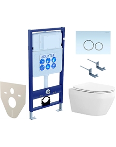 Комплект унитаза с инсталляцией Set Лея cm-015 4в1 с сиденьем Микролифт и Белой клавишей смыва Aquatek