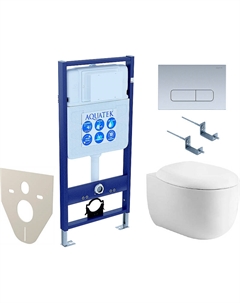 Комплект унитаза с инсталляцией Set Альтаир cm-014 4в1 с сиденьем Микролифт и клавишей смыва Хом матовый Aquatek