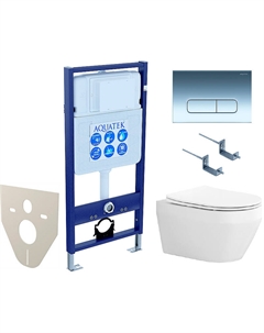 Комплект унитаза с инсталляцией Set Лея cm-016 4в1 с сиденьем Микролифт и клавишей смыва Хром глянцевый Aquatek