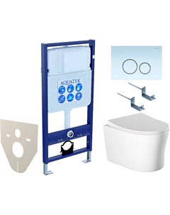 Комплект унитаза с инсталляцией Set Ника-015 4в1 с сиденьем Микролифт и Белой клавишей смыва Aquatek