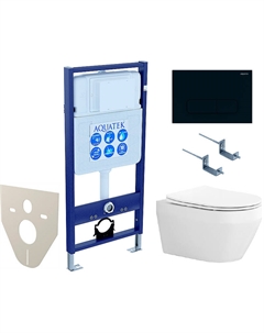Комплект унитаза с инсталляцией Set Лея cm-017 4в1 с сиденьем Микролифт и Черной матовой клавишей смыва Aquatek