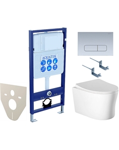 Комплект унитаза с инсталляцией Set Ника-014 4в1 с сиденьем Микролифт и клавишей смыва Хром матовый Aquatek