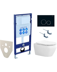 Комплект унитаза с инсталляцией Set Лея cm-020 4в1 с сиденьем Микролифт и Черной матовой клавишей смыва Aquatek