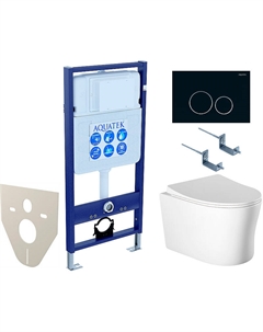 Комплект унитаза с инсталляцией Set Ника-020 4в1 с сиденьем Микролифт и Черной матовой клавишей смыва Aquatek
