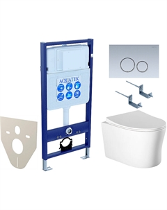 Комплект унитаза с инсталляцией Set Ника-019 4в1 с сиденьем Микролифт и клавишей смыва Хром матовый Aquatek