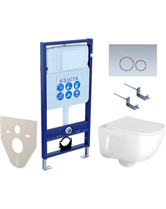 Комплект унитаза с инсталляцией Set Дива-019 4в1 с сиденьем Микролифт и клавишей смыва Хром матовый Aquatek