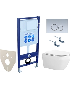 Комплект унитаза с инсталляцией Set Лея cm-019 4в1 с сиденьем Микролифт и клавишей смыва Хром матовый Aquatek