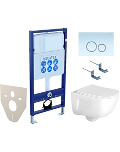 Комплект унитаза с инсталляцией Set Дива-015 4в1 с сиденьем Микролифт и Белой клавишей смыва Aquatek