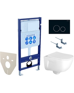 Комплект унитаза с инсталляцией Set Дива-020 4в1 с сиденьем Микролифт и Черной матовой клавишей смыва Aquatek