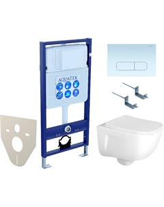Комплект унитаза с инсталляцией Set Дива-013 4в1 с сиденьем Микролифт и Белой клавишей смыва Aquatek