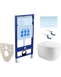 Комплект унитаза с инсталляцией Set Альтаир cm-013 4в1 с сиденьем Микролифт и Белой клавишей смыва Aquatek