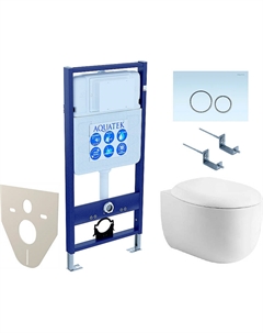 Комплект унитаза с инсталляцией Set Альтаир cm-015 4в1 с сиденьем Микролифт и Белой клавишей смыва Aquatek
