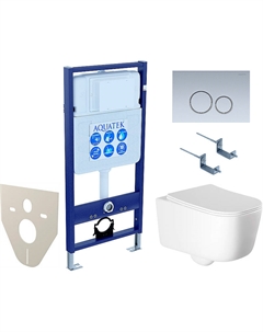 Комплект унитаза с инсталляцией Set Лугано-019 4в1 с сиденьем Микролифт и клавишей смыва Хром матовый Aquatek