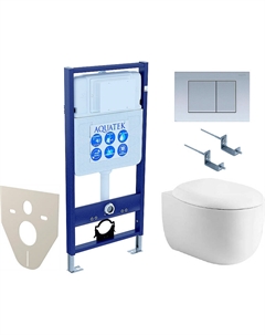 Комплект унитаза с инсталляцией Set Альтаир cm-011 4в1 с сиденьем Микролифт и клавишей смыва Хром матовый Aquatek