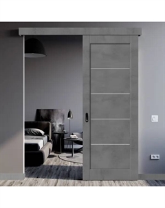 Дверь межкомнатная со стеклом Сохо 70x200 см ПВХ цвет лофт тёмный с замком и петлями Vfd