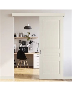 Дверь межкомнатная глухая Стелла 80x200 см эмаль цвет слоновая кость с замком и петлями Vfd